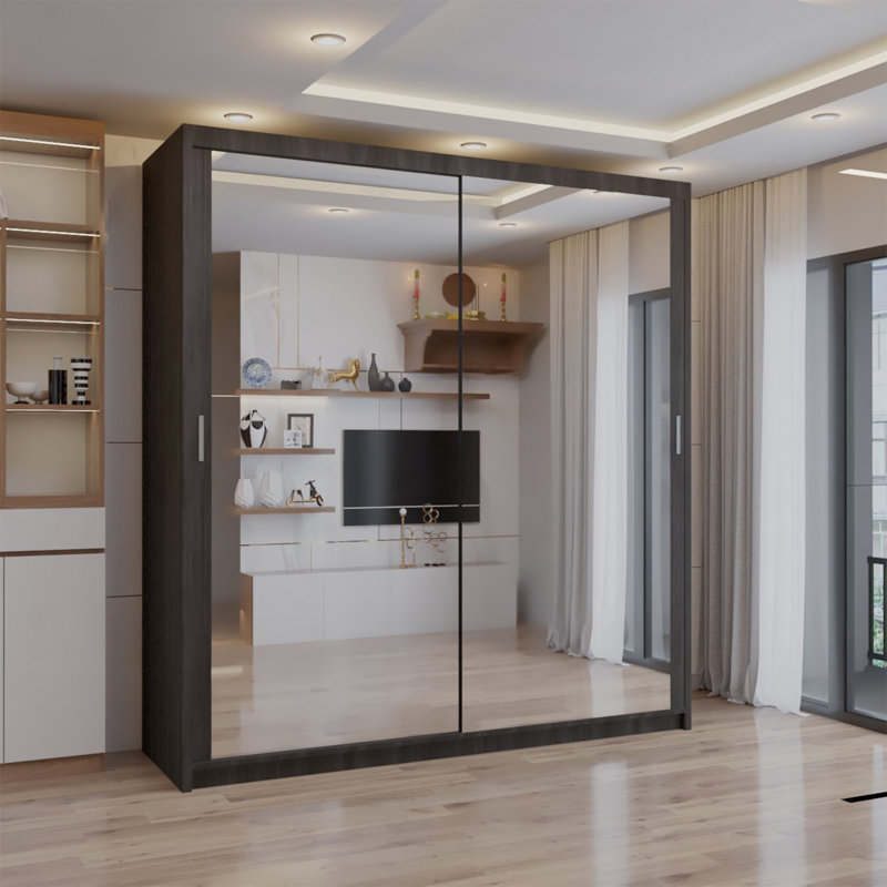 Ashawni 2 Door Laminate Wardrobe, Wenge, 217cm H x 120cm W x 62cm D