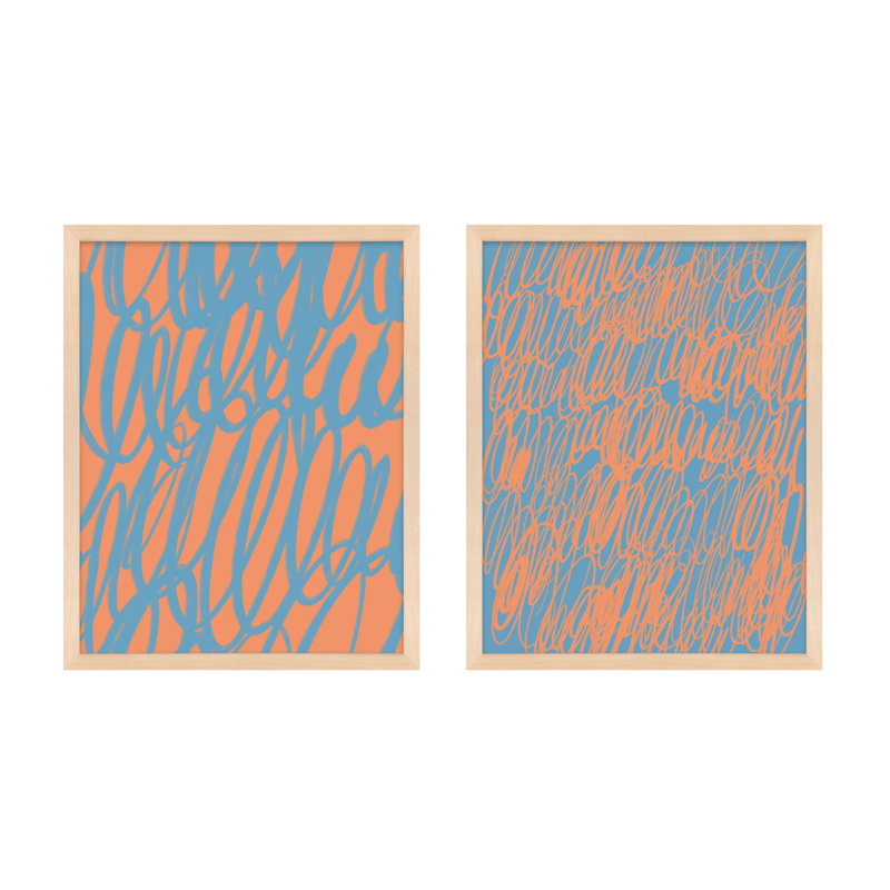 Color Squiggles Print by Jacques Pilon, Maple Single Structure Framed Paper, 50" H x 80" W x 1.25" D