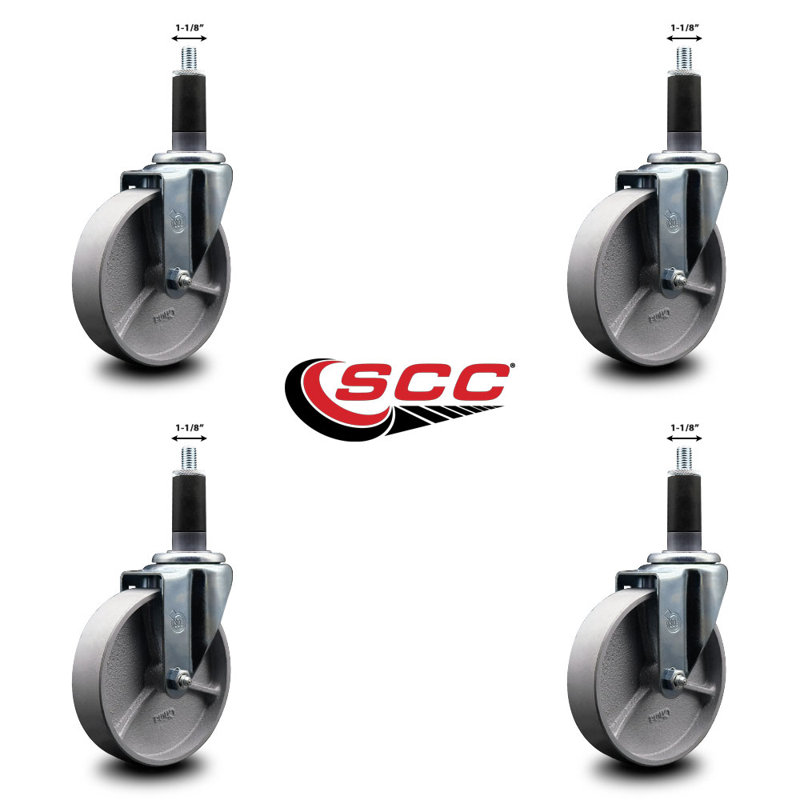 Ensemble de roulettes extensibles semi-pivotantes 1-1 / 8 pouces