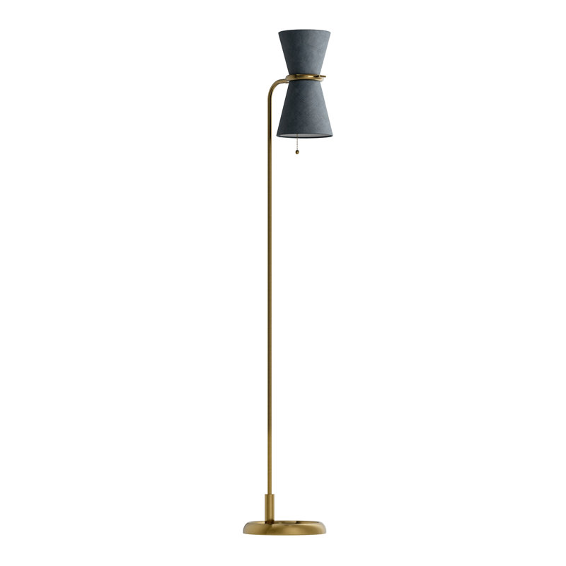 Gable Floor Lamp (Antique Natural Brass with Storm Blue Shade)