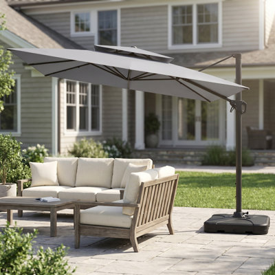 118" Square Double Top Patio Cantilever Umbrella, Counterweights Included