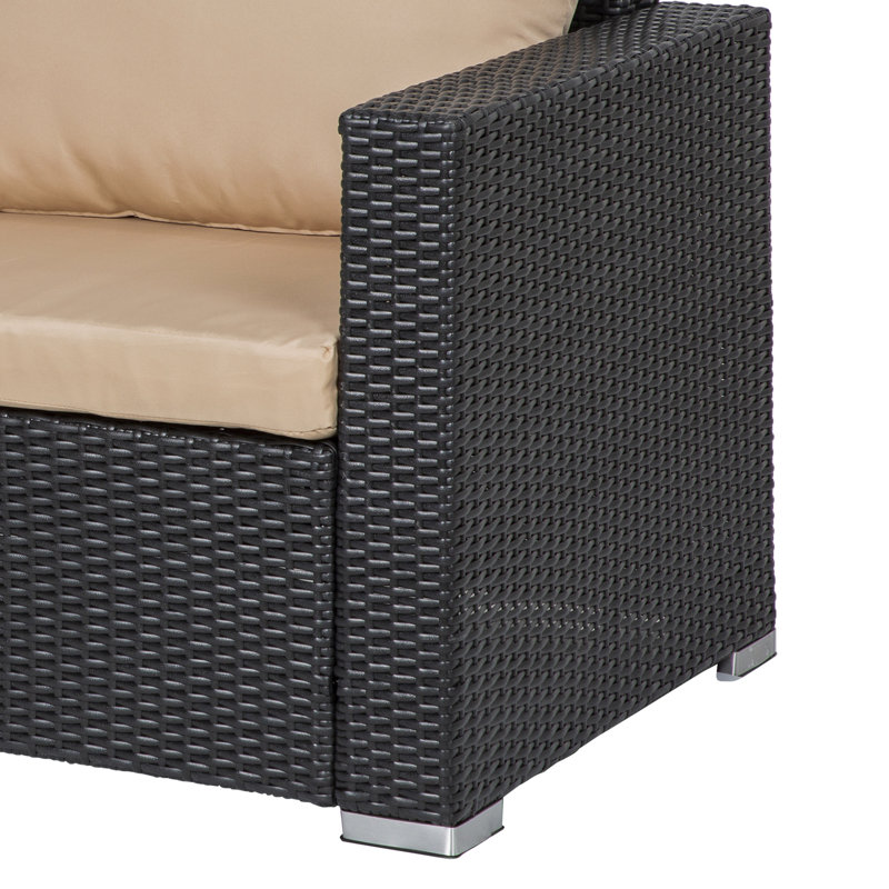 Katsuji 4 - Person Patio Conversation Set with Cushions, Brown/Beige