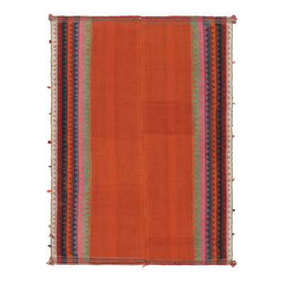 Vintage Qashqai  Kilim In Red, Orange, And Blue Tones - Rug & Kilim