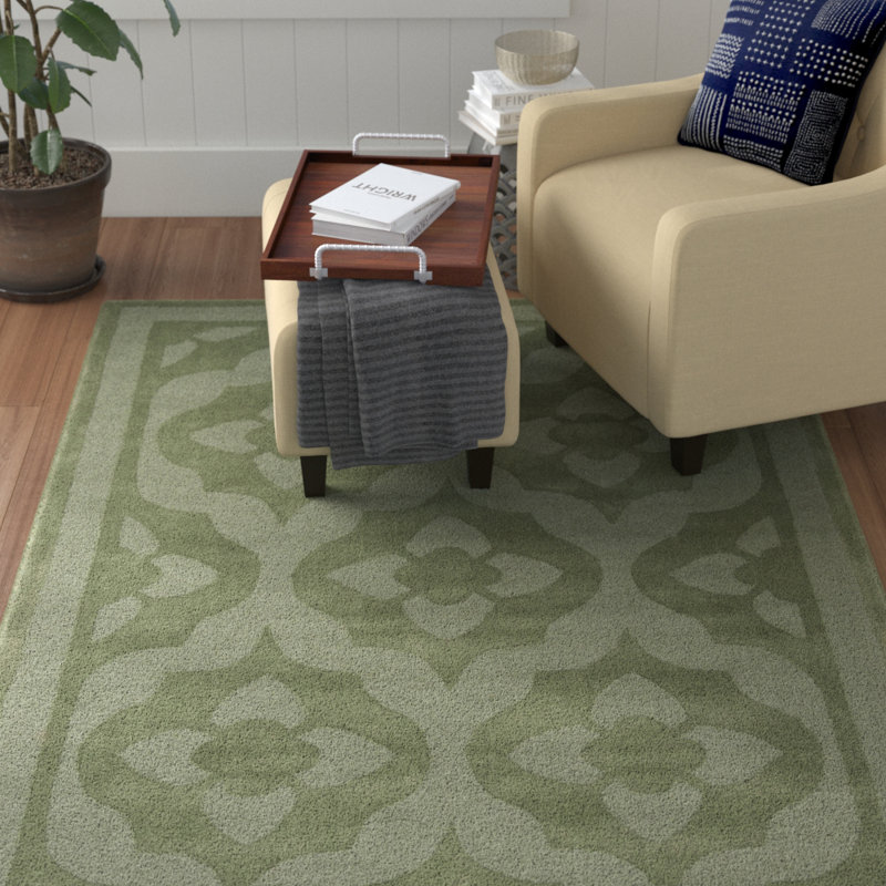 Trombetta Hand Tufted Wool And Cotton With Latex Floral Rug, Rectangle 4' x 6'
