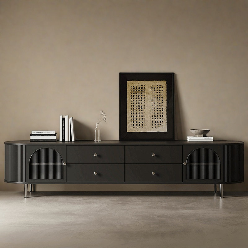 Meuble télé moderne et luxueux, 94.49", Noir, noir, noir, noir