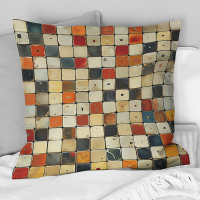 Coussin Beige orange Mid-Century Mosaic II - Mid-Century