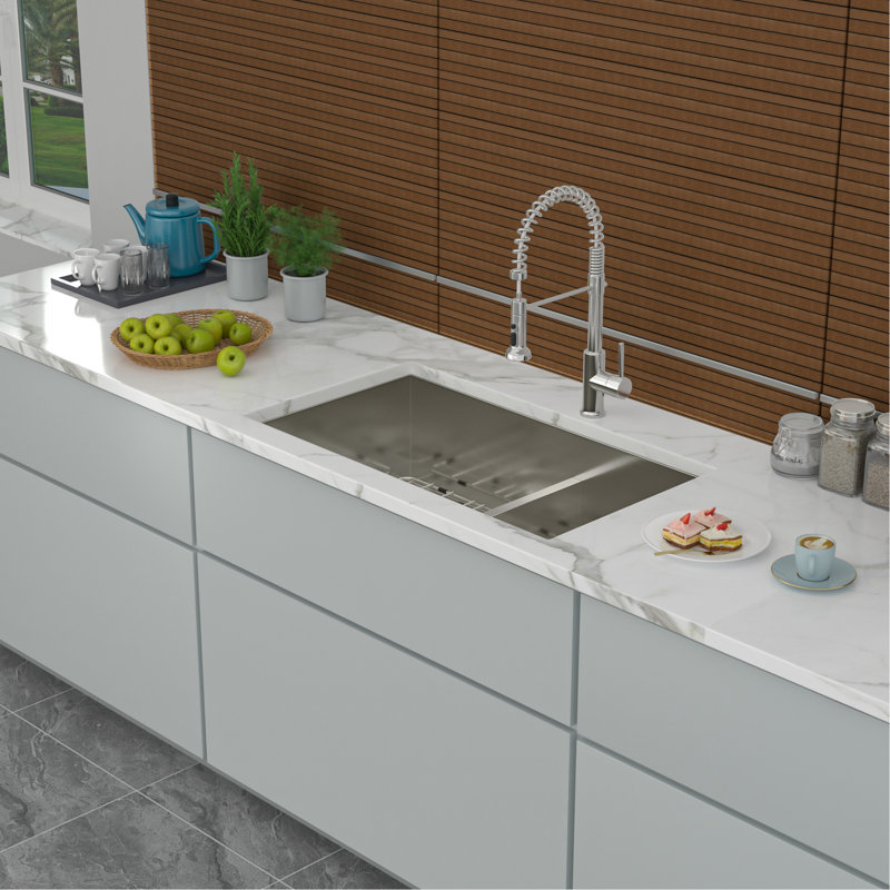 28"X19" 60/40 Double Bowl Undermount Stainless Steel Kitchen Sink 16 Gauge, 10" Deep Basins, Rear 3.5 Drain, Engineered X Grooves, 3Mm Soundproofing, Condensation Coating, Package With Drying Rack,