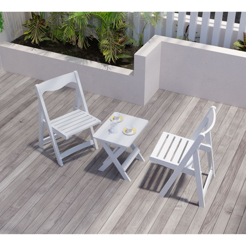 Chaise de table pliable pour l'extérieur Hips, blanc, 2 chaises et bistro blanc rectangulaire inclus avec chaises, meubles pour espaces confortables
