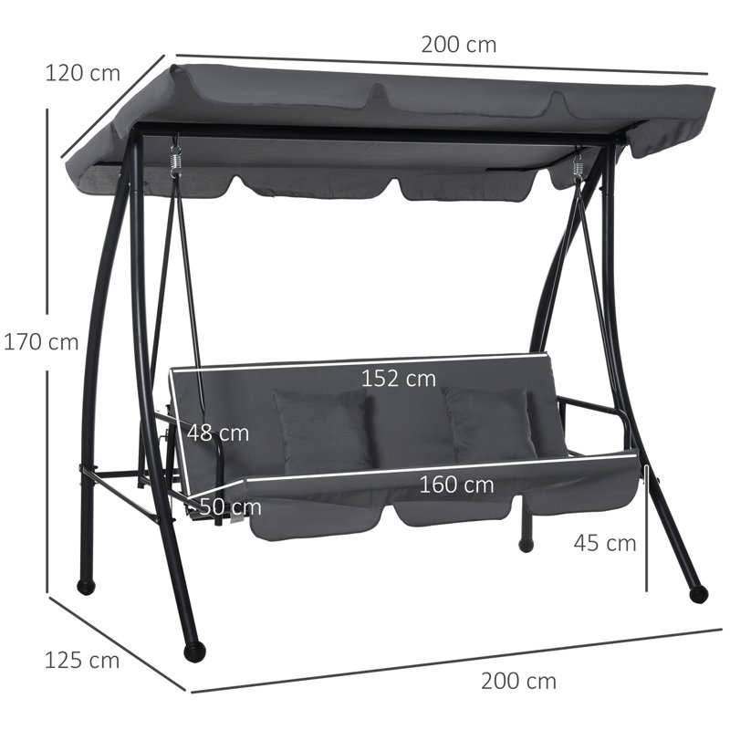 Ashray 3 Person Porch Swing with Canopy