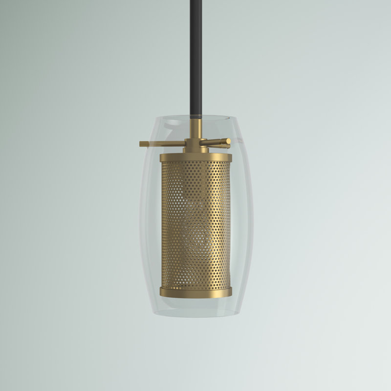 1 - Light Single Geometric Pendant in Warm Brass/Bronze, Warm Brass/Bronze
