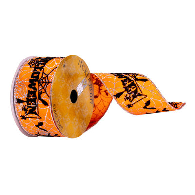 Ruban d'Halloween orange et noir 2,5 po x 10 verges Vickerman