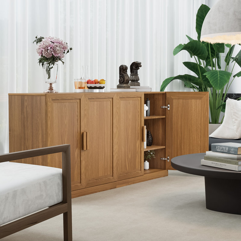 62"×31"×16" Wood Sideboard Cabinet with Adjustable Shelves (Set of 2)