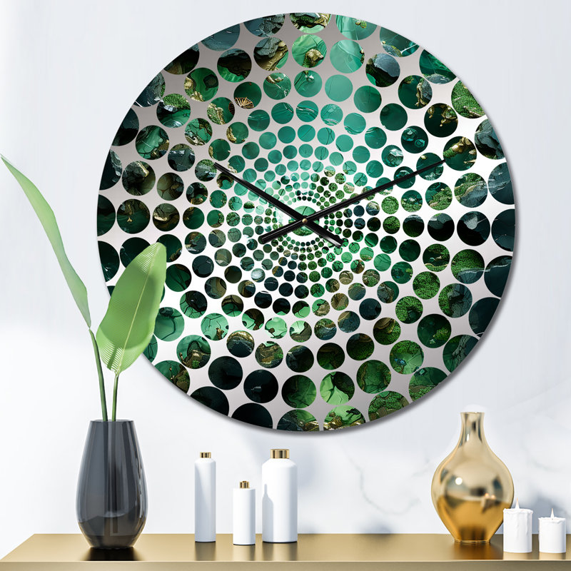 Horloge murale abstraite en cristal Green Crystal Geode Fusion, Médium