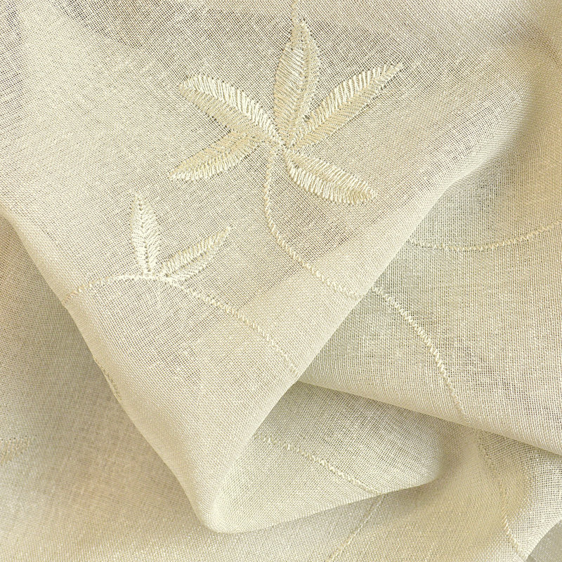Elland Polyester Semi Sheer Curtain Single Panel, 52" x 54", Ivory