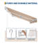 Auvent de patio manuel rétractable - Pare-soleil imperméable - Structure en aluminium et polyester 280 g - Manivelle - Auvent extérieur durable - Rayures jaunes et blanches, 10 x 8 pi-126527851-126527852