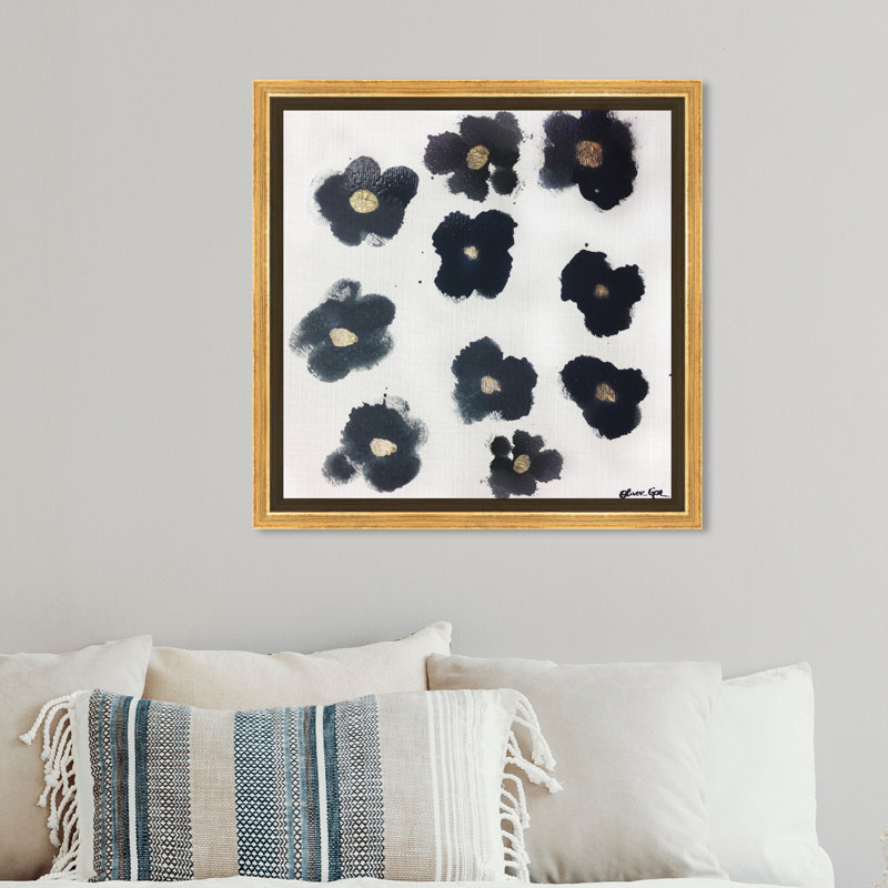 Coco's Gold Camellias - Graphic Art, 20" H x 20" W, Gold Framed, No Mat