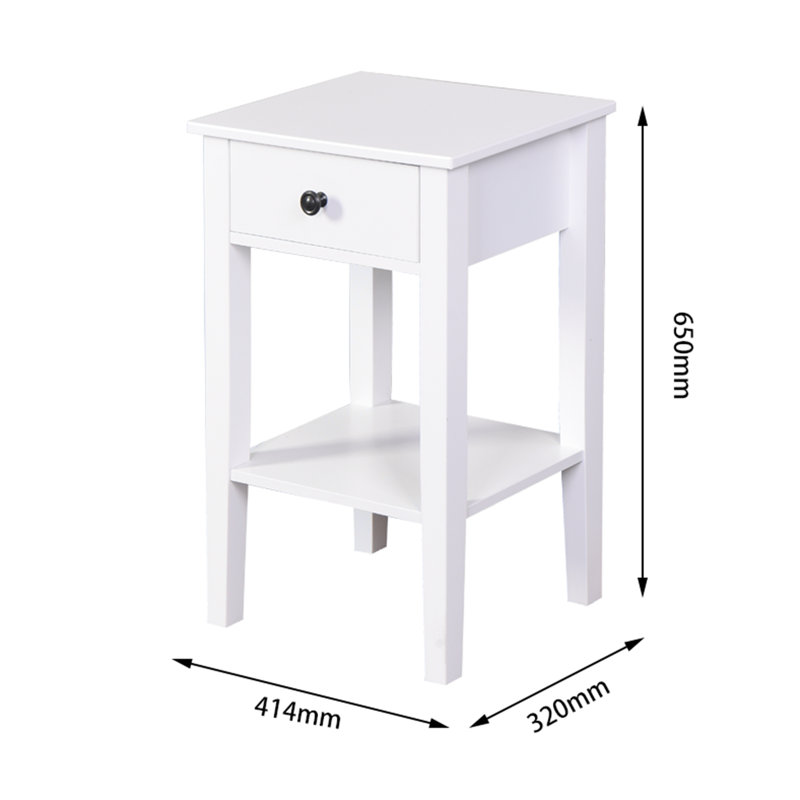 White Bathroom Floor-standing Storage Table with a Drawer