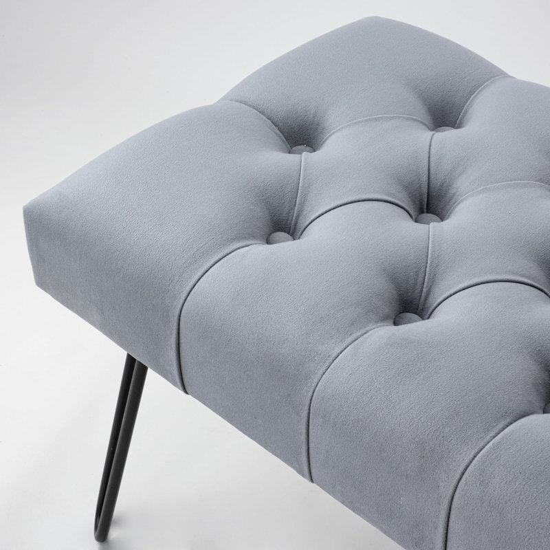 Peebles 100% Polyester Upholstered Bench, Grey Blanca