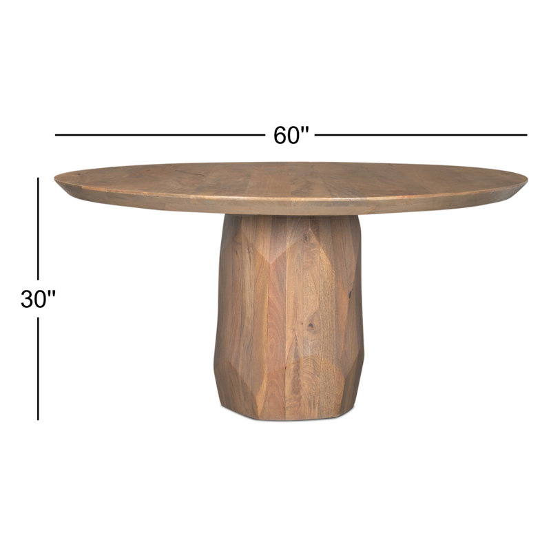 Ab Round Solid Wood Dining Table, Light Brown