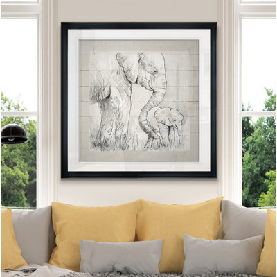 " Sketchy Mother And Baby Elephant "