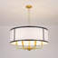 Lustre tambour à 6 lumières avec abat-jour en tissu blanc