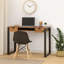 Bureau, bois de sheesham brun, acier thermolaqué, 2 tiroirs, 43 po