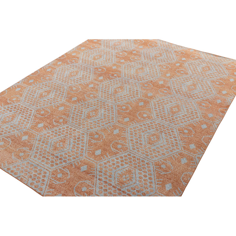 Distressed Homage Hand Knotted Wool Geometric Area Rug, Rectangle 12' x 15'