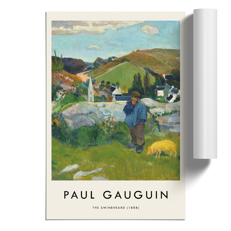 The Swineherd by Paul Gauguin - No Frame Painting, 30cm H x 21cm Wx 0.1cm D