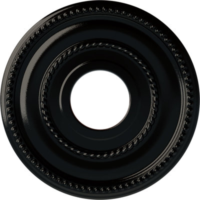 Endurathane Valeriano Ceiling Medallion, 12 1/8"OD x 3 5/8"ID x 3/4"P (Fits Canopies up to 6 1/4"), Hand-Painted Black Pearl Finish