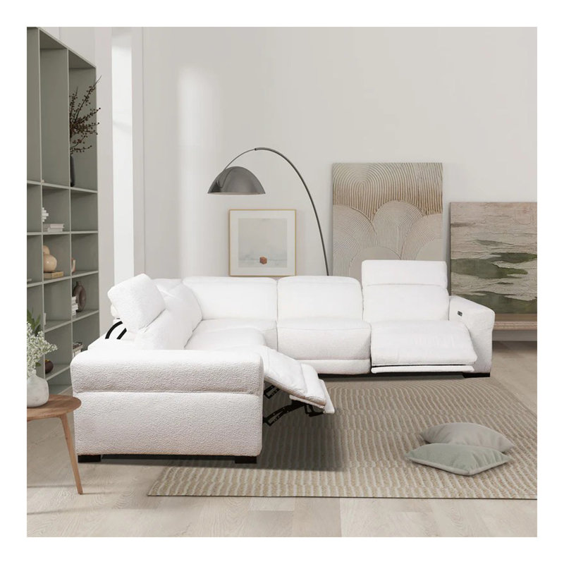 Canapé modulaire inclinable Yohan - Boucle blanche