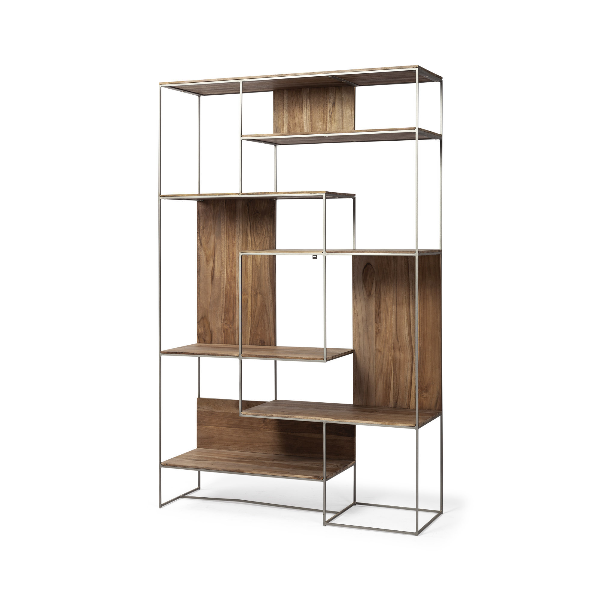 Narrow Bookcase, Brown/Silver