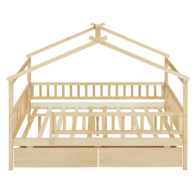 Lit en bois avec 2 tiroirs