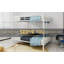 Lit superposé en fer, lit simple supérieur et double inférieur-831598059