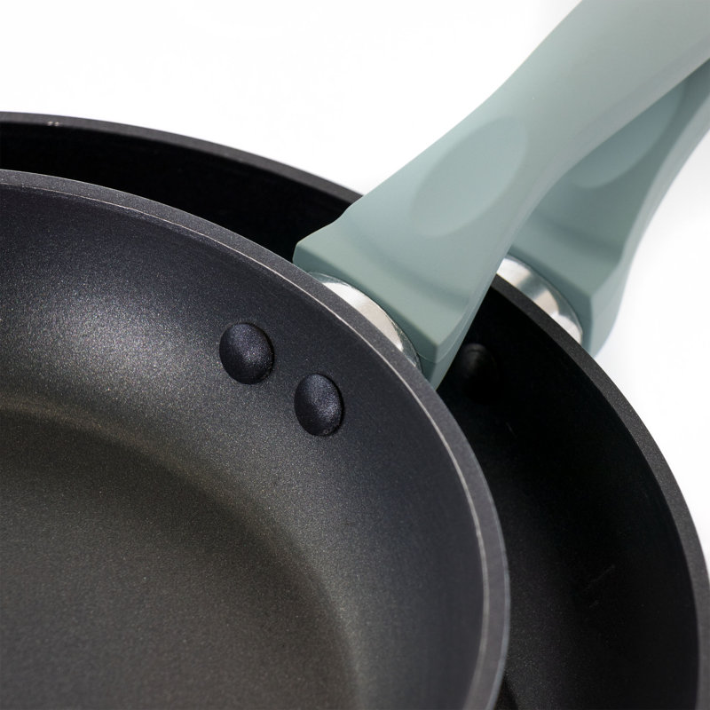 Dusty Blue Aluminum Non-Stick Frying Pan Set, 8 and 11 Inch