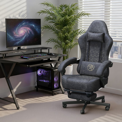 Adjustable Reclining Ergonomic Faux Leather Swiveling PC & Racing Game Chair