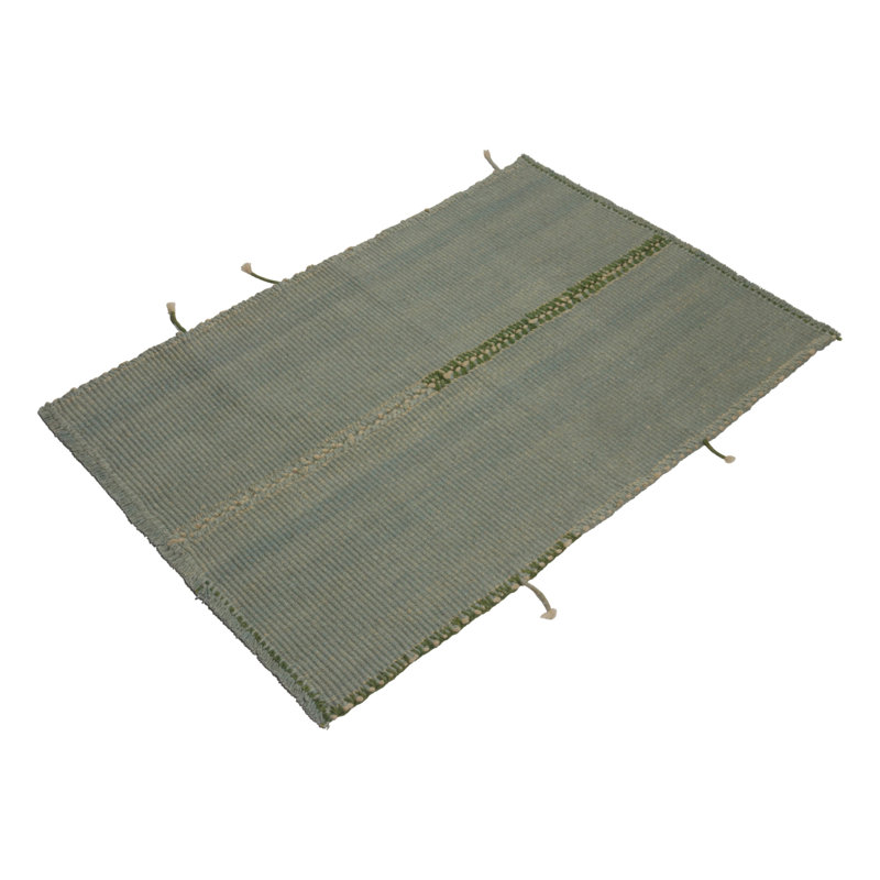Rug & Kilim’S Contemporary Kilim In Seafoam Blue With Green And White Accents, Rectangle 10' x 14'