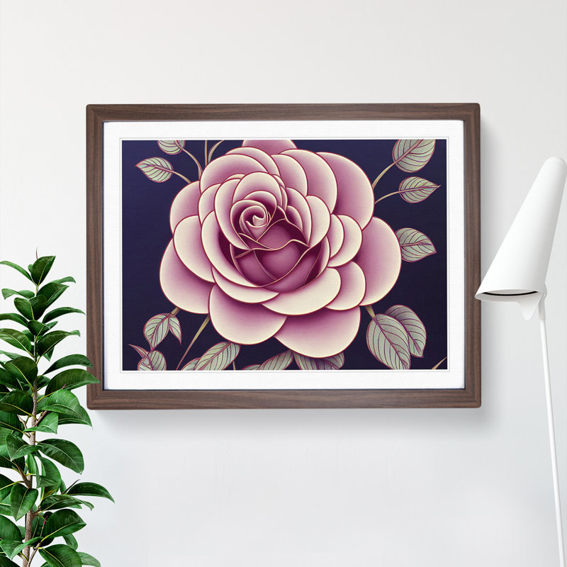 XH1022-7557X Rose Flower Deco Vol.2 - Single Picture Frame Painting, 46cm H x 64cm W x 2cm D, Walnut 