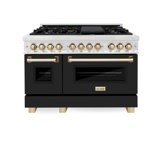ZLINE autographe 48 po Legacy Dual Range en acier satiné avec accents noir et or