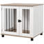Mobilier de cage pour chien, chenil pour table d'appoint, table de bout avec porte verrouillable pour petits et moyens chiens, brun noyer