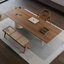 Bureau d'écriture rectangulaire en bois massif noyer-2092680782