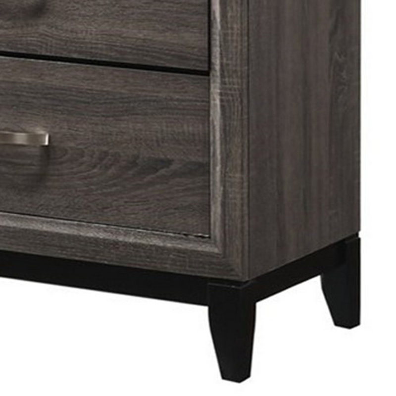 Transitional Style Dresser With 6 Drawers And Metal Pulls, Grey And Black