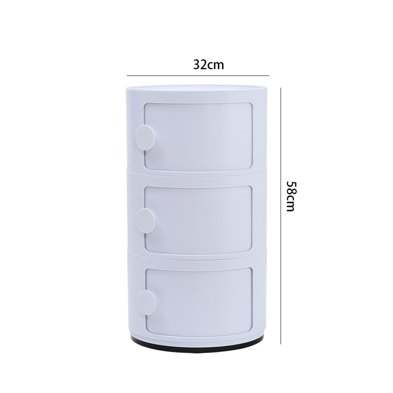Kiyomi Tray Top Drum End Table, White, 58" H x 32" W x 32" D