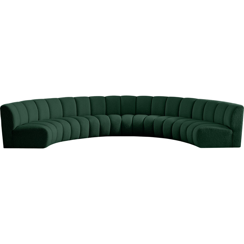 Izen 174" Wide Symmetrical Modular Corner Sectional, Green Boucle Fabric