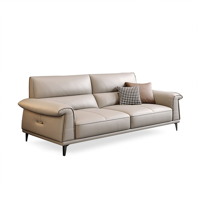 Causeuse-coussin standard en cuir véritable kaki, H 32,68 po x l 74,8 po x P 37,01 po