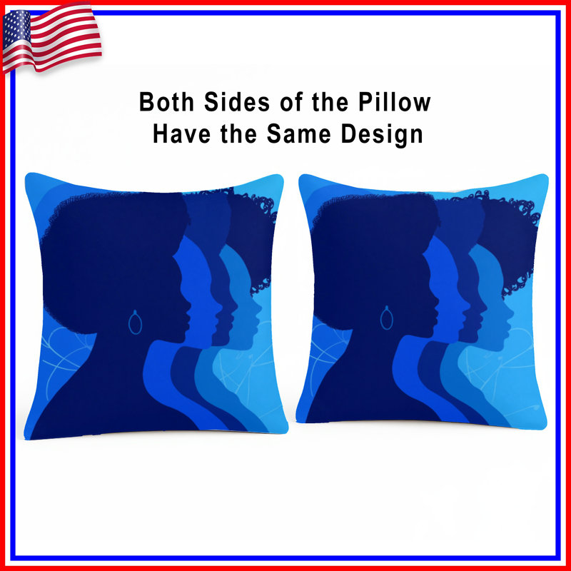 Coussins décoratifs Blue Silhouette, 16 x 16 inches