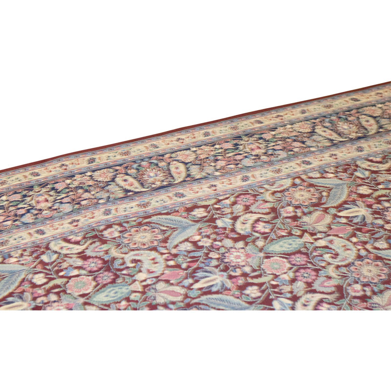 Tapis bleu marine et vin de haute qualité noué à la main