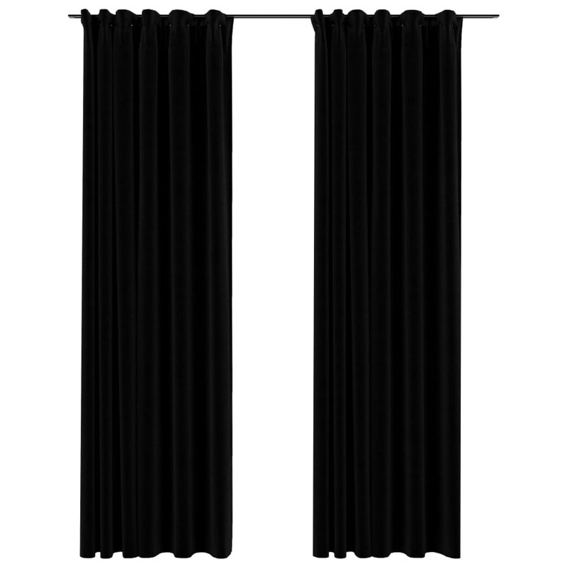 Blackout Curtain Pair, Black, Width 140 x Drop 175 cm