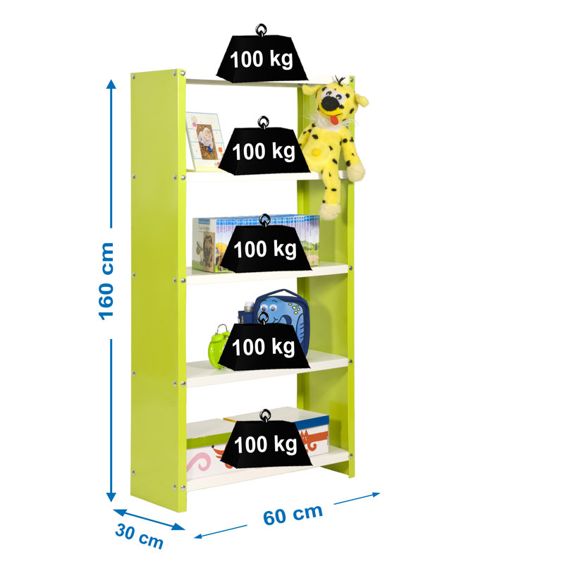 Vandermark Steel Height -Adjustable Shelving Unit, Green/White, 160cm H x 60cm W x 30cm D