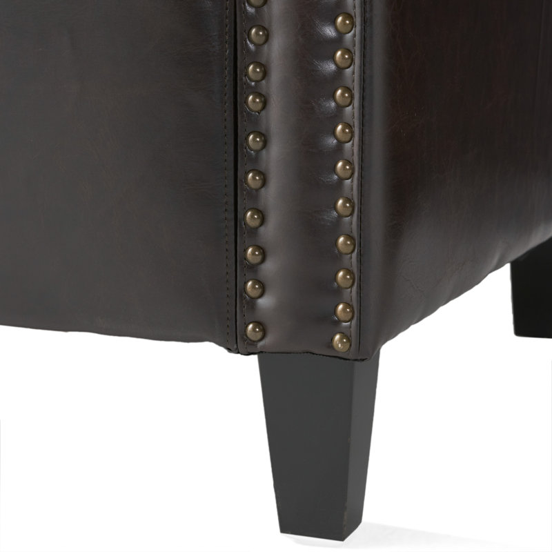 Fauteuil club 29,53 po Liby, Similicuir brun espresso
