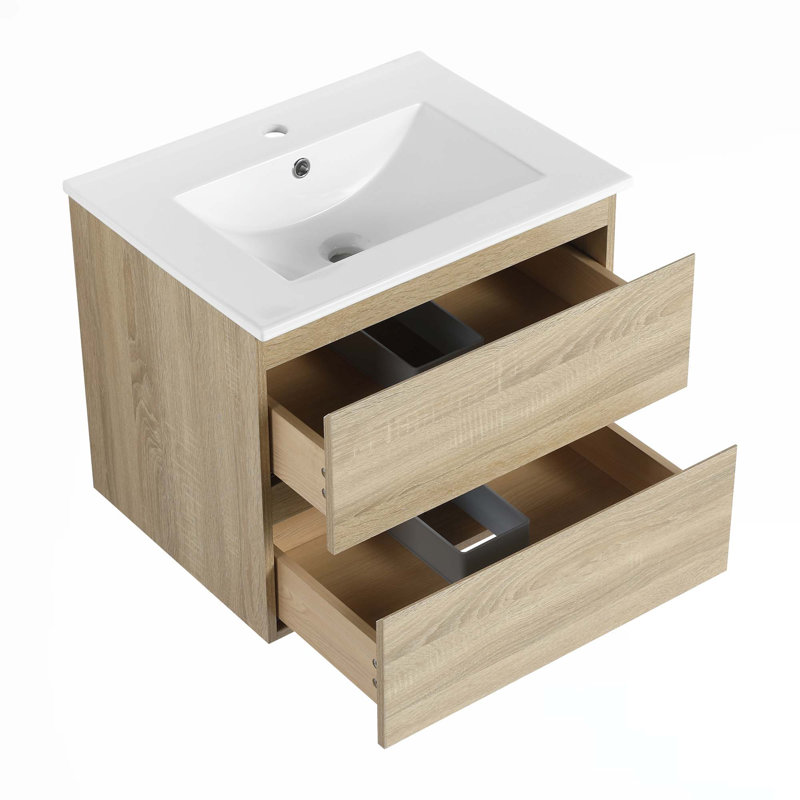 Wall-Mounted Bathroom Vanity With Ceramic Sink